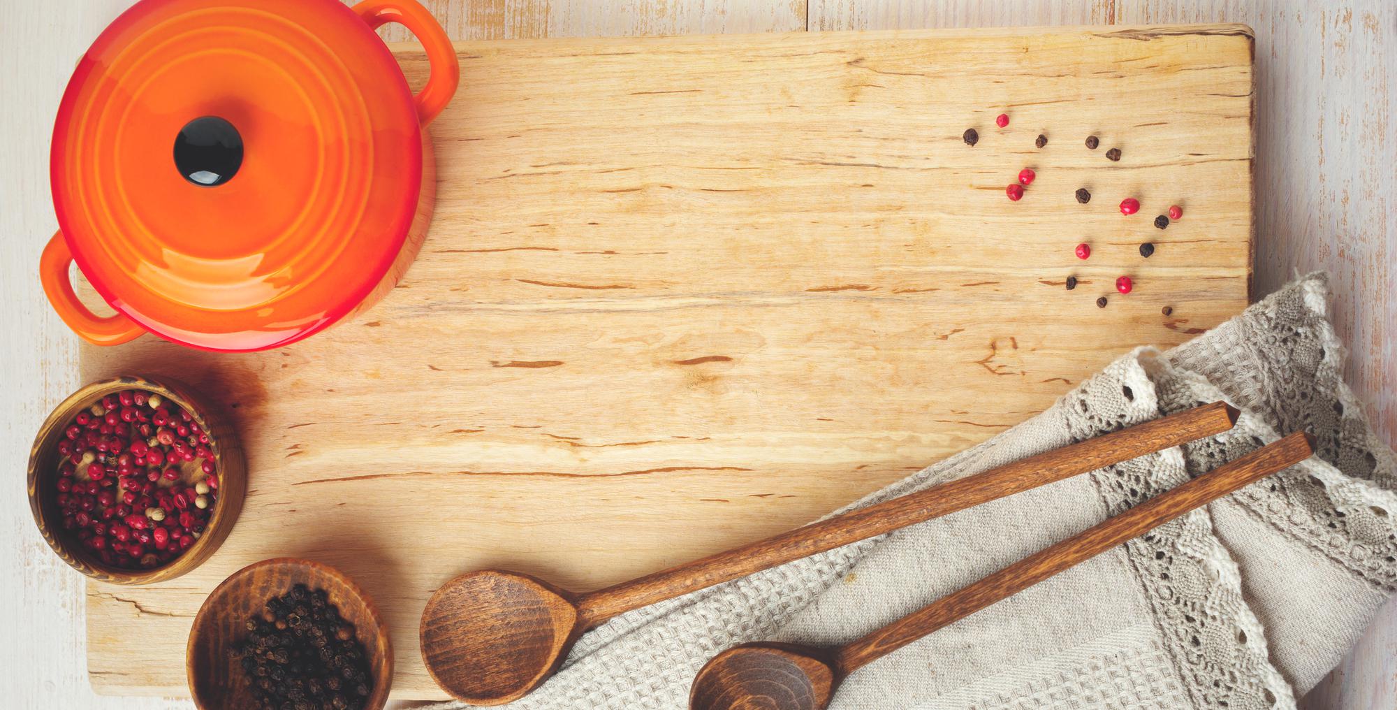 Inviting workshop counter with chopping board